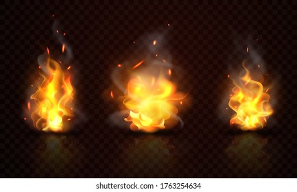 Burning red hot sparks realistic fire flames