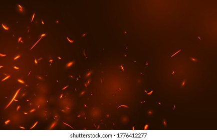 Burning red hot sparks realistic fire flames abstract background