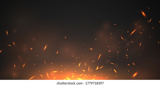 Burning red hot sparks realistic fire flames abstract background