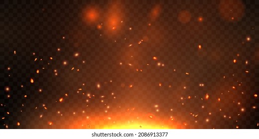 Burning red hot sparks realistic fire flames abstract background