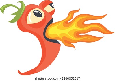 Burning red pepper mascot. Cartoon hot chili isolated on white background