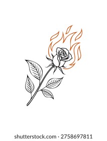 Burning Rose Vector Illustration