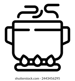 Burning saucepan icon outline vector. Home woman work. Breakfast preparing