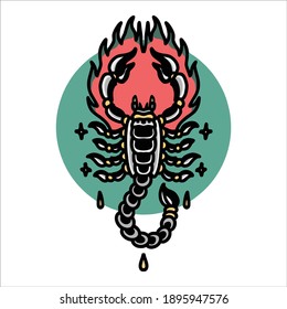 burning scorpion tattoo vector design