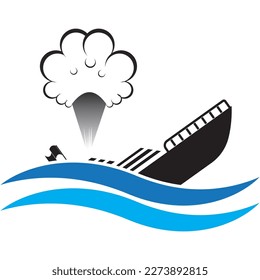 burning or sinking ship icon vector illustration symbol design