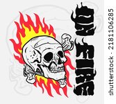Burning Skull with amazing fire hand drawn vector illustration. Vintage Seamless Patterns easy to use for digital print.