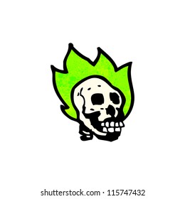 burning skull cartoon