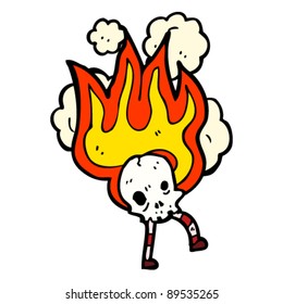 burning skull cartoon character