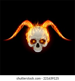 Burning skull with fire horns and no lower jaw