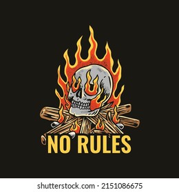 burning skull illustration design fire
