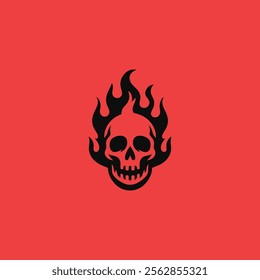 Burning skull logo for sale.