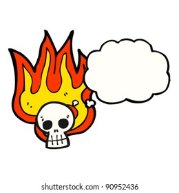 calavera ardiente con burbuja de pensamiento