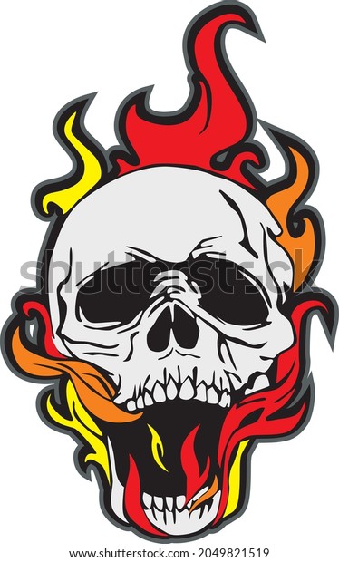 Burning Skull Vector Art Style Stock Vector (Royalty Free) 2049821519 ...