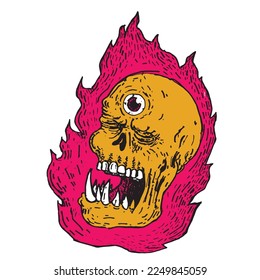 burning skull. vector illustration skull