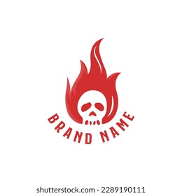 
burning skull vector logo design