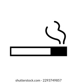 Burning (smoking) cigarette icon flat illustration on white background..eps