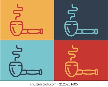 Burning Smoking Pipe Logo Template, Simple Flat Icon of pipe,smoke,tobacco