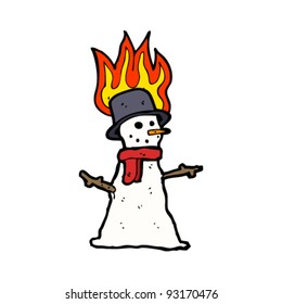 burning snowman cartoon
