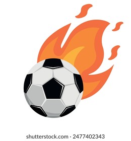 Burning soccer ball. Fire soccer ball. Vector illustration. Eps 10.