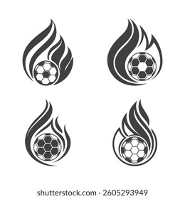 Burning Soccer Ball Icon | Dynamic Black and White Sports Logo