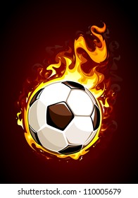 Burning soccer ball. Vector illustration.