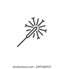 Burning sparkler line icon. linear style sign for mobile concept and web design. Bengal fire or sparkler outline vector icon. Symbol, logo illustration. Vector graphics