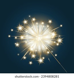 Burning sparkler on black background vector
