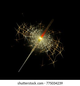 Burning sparkler. Vector