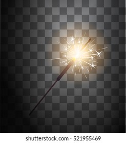 burning sparkler vector isolated on a transparent background light effect