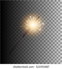 burning sparkler vector isolated on a transparent background light effect