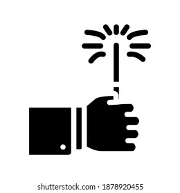 burning sparklers glyph icon vector. burning sparklers sign. isolated contour symbol black illustration