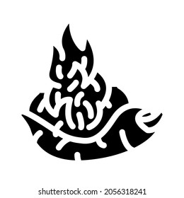 Brennen von Gewürzpaprika-Symbol-Vektorgrafik. Gemüseschild mit brennendem Gewürzpaprika. isoliertes Kontursymbol