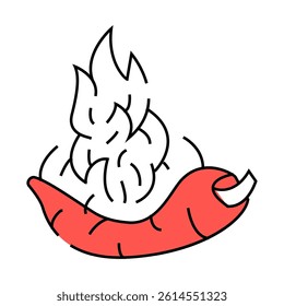 burning spice pepper vegetable line icon vector. burning spice pepper vegetable sign. isolated symbol illustration