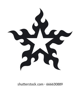 Burning Star Tribal Tattoo. Vector Illustration.