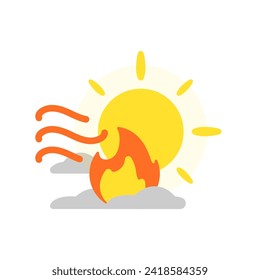 burning sun, hot weather, heat wave concept illustration flat design vector. simple modern graphic element for infographic, icon