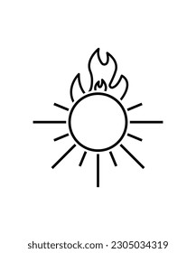burning sun icon, vector best line icon.
