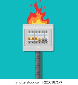 Burning switchboard from overload vector