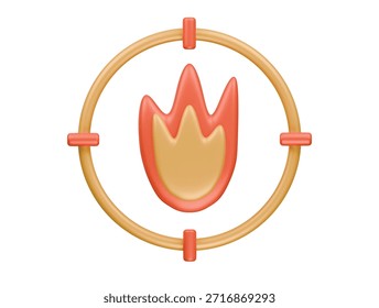 burning target icon 3d illustration render