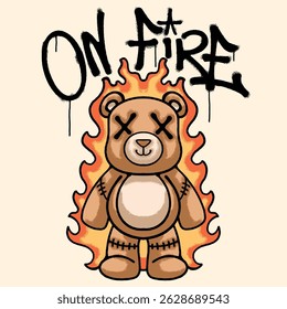 Burning Teddy Bear Urban Streetwear Art