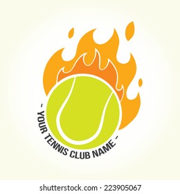 "Burning tennis ball" vector sign