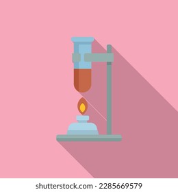 Burning test tube icon flat vector. Lab research. Science doctor