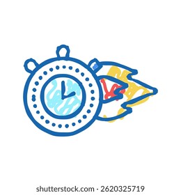 burning time stopwatch doodle icon sketch vector. burning time stopwatch sign. isolated symbol illustration