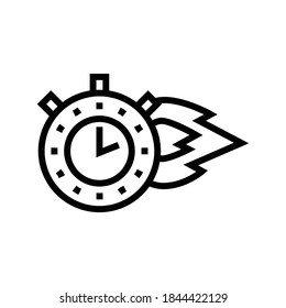 vector de icono de línea de cronómetro de tiempo de grabación. señal de cronómetro en llamas. símbolo de contorno aislado ilustración negra