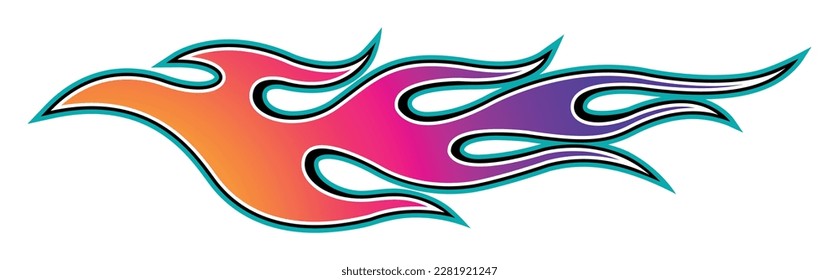 Burning tires and flames car decal vinyl sticker. Racing car tribal fire flames vector art graphic.