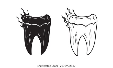 Contorno dos dentes ardentes com fundo transparente