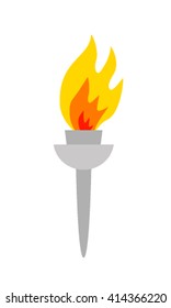 Burning torch cartoon icon on a white background