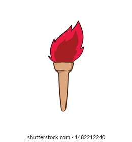 burning torch doodle color hand drawing 