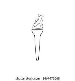 burning torch doodle icon vector hand drawing 
