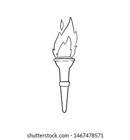 burning torch doodle icon vector hand drawing 