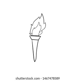 burning torch doodle icon vector hand drawing 